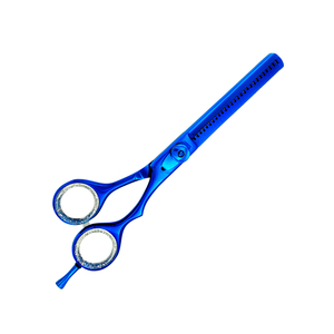 Tijeras de pelo de Color azul, tijeras de adelgazamiento de 5,75 pulgadas, tijeras de adelgazamiento de peluquero de acero inoxidable alemán con anillo de goma elegante - Product Image 2