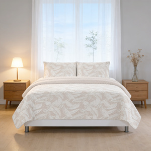 Copriletto Moderno Estivo Bouti con Motivo Floreale Stampato, 100% Poliestere, Lavabile, Morbido, per Letti da 90-180 cm, Uso Domestico - Product Image 1