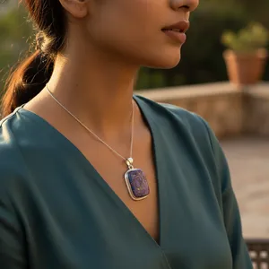 Pendentif en argent 925 avec turquoise pour femme, serti classique, pendentifs solitaires pour un usage quotidien - Product Image 2