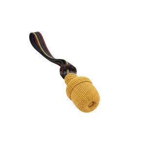 Nœud de sabre doré et noir pour usage cérémoniel, fabriqué en fil métallique avec nœud de sabre en cuir noir, accessoires d'uniforme - Product Image 1