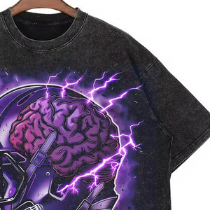 Camisetas personalizadas de calle Vintage para hombre, 100% de algodón, manga regular de gran tamaño, estampado sólido, estambre, respetuoso con el medio ambiente, secado rápido - Product Image 3