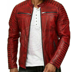 แจ็กเก็ตหนังสำหรับผู้ชายแจ็กเก็ตหนังสำหรับผู้ชายเสื้อผ้าแฟชั่นออกแบบโลโก้ได้ตามต้องการ - Product Image 3