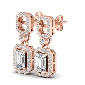 REYES Exquisitos Pendientes Colgantes de Oro Sólido de 14K con Moissanita de Corte Esmeralda de 2.69 Quilates para Mujer, Regalo de Boda de Lujo, Joyería Fina - Product Image 3