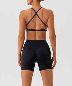Taille haute personnalisé femmes Gym sport Fitness bout à bout sans couture Yoga Shorts nouvelle poche jambières d'entraînement - Product Image 3