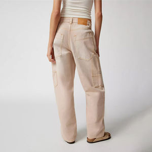 Factory Direct Mid Waist Regular Fit Streetwear Flat Front Straight <b>Jeans</b> Pants for <b>Women</b> OEM with Logo Decoration Winter Season - Product Image 4