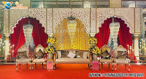 Décoration de stand pour événement de mariage pakistanais Walima, thème moghol, scène de mariage miroir de haute qualité pour événements polyvalents aux États-Unis - Product Image 3