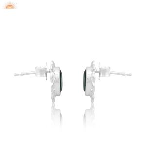 Doublet Zambian <b>Emerald</b> Quartz <b>Stud</b> <b>Earrings</b> Minimalist 925 Silver <b>Earrings</b> Jewelry Manufacturer - Product Image 3