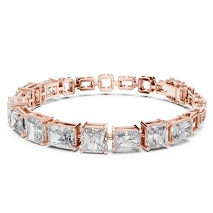 Bracelet de luxe en or blanc massif 14 carats plaqué rhodium, véritable diamant taille émeraude radiant naturel certifié IGI, pour fiançailles - Product Image 1