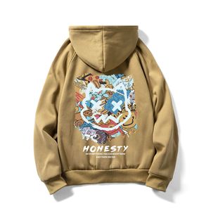 เสื้อมีฮู้ดของผู้ชายผ้าฝ้าย100% ฤดูใบไม้ร่วงฤดูหนาวเสื้อสวมหัวทรงหลวมลำลองโอเวอร์ไซส์พิมพ์ลายฮิปฮอปสีพื้น - Product Image 3