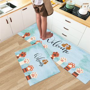 Ensemble de tapis de cuisine personnalisés antidérapants en velours polaire cristallin, motif animalier, technique de tissage à pois, avec support en mélange de polyester - Product Image 5