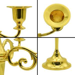 Handcrafted 5-Arm Brass Candelabra with Ornate Scrollwork Design Traditional Gold Brass Candelabra For Wedding And <b>Dining</b> <b>Table</b> - Product Image 5