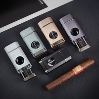 Briquet torche coupe-cigares 2-en-1 en alliage de zinc coupe-vent et coupe-cigares, accessoires pour cigares, outils, cadeaux d'affaires, coffret cadeau