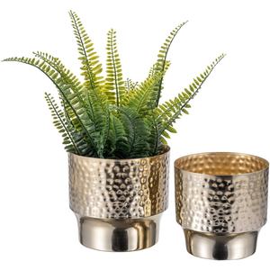 Maceta de flores martillada de acero suave de Venta caliente con maceta de acabado chapado en oro de alta calidad para el hogar y el jardín - Product Image 1