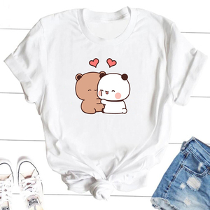 Moda de lujo de algodón de fibra de bambú polar transpirable diseñador de dibujos animados personalizados de talla grande camisetas de mujer impresión Digital al por mayor - Product Image 2