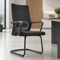 Chaise de conférence à dossier haut en maille, chaise de visiteur de bureau avec accoudoirs fixes en PP, base cantilever sur patins
