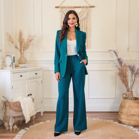 Setelan Blazer wanita, setelan jas satu kancing untuk bisnis Formal kantor wanita warna polos