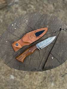 Couteau avec étui en cuir, cadeau pour le camping, service OEM, couteau de poche en acier Damas fait main de haute qualité - Product Image 3