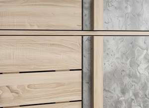 Mueble Zapatero Moderno y Elegante de 4 Puertas y 6 Niveles para 18 Pares de Zapatos, Modelo SC503, Roble Somana Claro, Mármol Claro - Product Image 4