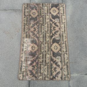 Vintage 1.6x2.2 ft Rug, Turkish Rug, <b>Brown</b> Persian <b>Wool</b> Rug - Product Image 1