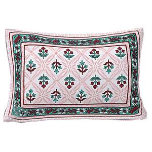 Turquoise Blue 100% Cotton <b>Floral</b> Flat <b>Bed</b> <b>Sheet</b> Set with Pillow Cover (BSB1092) - Product Image 2