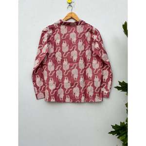 Conjunto de Pijama de Algodón para Novia, Estampado Floral Indio, Ligero, Ropa de Dormir para Mujer, Tejido Transpirable, con Botones, Estilo Casual - Product Image 5