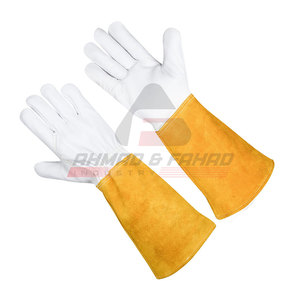Industrial Gloves Heavy Duty Work Gloves Cow Split Leather Front <b>Back</b> Cloth Leather Welding Gloves - Product Image 6