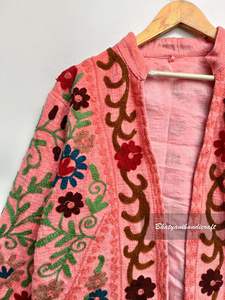 Abrigo Suzani largo de invierno para mujer, superventas, bordado a mano, diseño acolchado Floral, longitud corta, ropa de playa, vestido, Chaqueta de algodón - Product Image 2