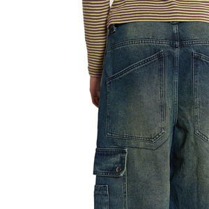 Jean cargo en denim lourd, coupe extra large, avec sangle ajustable à l'ourlet, double poche avant, style cargo, unisexe, homme et femme, personnalisé - Product Image 6