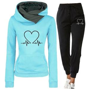 Femmes hiver chaud deux pièces sport Jogging survêtement à capuche + pantalon pulls sweats tenues grande taille - Product Image 2