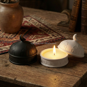 Jueone Crescent Moon Eid Al-Fitr Ramadan Décoration de maison en béton écologique 8oz Pot à bougie vide réutilisable pour l'intérieur/l'extérieur Ornement - Product Image 6