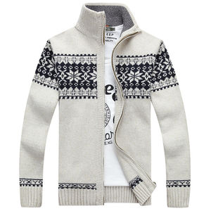 Autumn Winter New Arrival Fashion <b>Men's</b> Thickened Fleece Lined Zipped <b>Cardigan</b> Sweater <b>Knitted</b> - Product Image 5