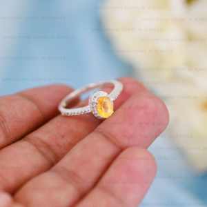 แหวนแต่งงาน925เงินสเตอร์ลิงขนาด5x7มม. รูปไข่ประดับเพชรสังเคราะห์เซอร์โคเนียเซอร์โคเนียเซอร์โคเนียธรรมชาติดีไซน์สวยงาม - Product Image 6