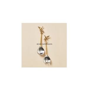Vente chaude cuillère à gâteau plaquée argent et folk avec poignée de concepteur d'oiseaux plaqués or mariage et fêtes outils de gâteau fournitures - Product Image 1
