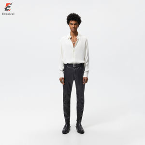 Pantalones de cuero PU personalizables para hombres de alta calidad Nuevo estilo informal de algodón Ligero Cintura media Patrón recto Servicio OEM oscuro - Product Image 6