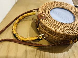 Precio al por mayor mejor calidad con bolsa de ratán con bolsas de diseñador de tela de algodón con asa de bambú del mejor proveedor - Product Image 4