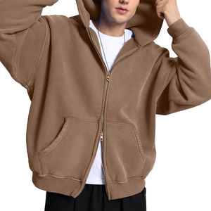 Sudaderas con capucha lavadas con cremallera para hombre de estilo informal personalizado completo recién llegado transpirable cómodo algodón invierno personalizado High Street - Product Image 5