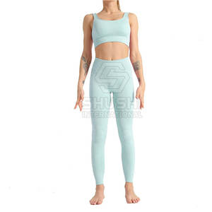 Conjunto de Yoga para Mujer de la Mejor Calidad, Diseño Sólido, Hecho en Pakistán, Transpirable, Spandex/Nailon, 2 Piezas, Ropa de Gimnasio, Cintura Elástica Personalizable - Product Image 1