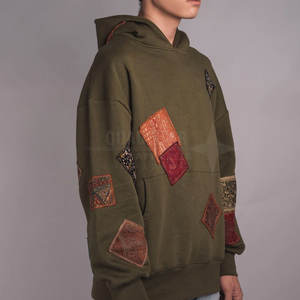 Prix raisonnable hommes vêtements grande taille Patchwork sweats à capuche coton fait Style décontracté hommes Patchwork sweats à capuche pour la vente en ligne - Product Image 4