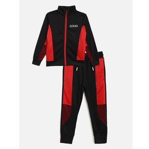 Precio asequible Niños Joggers Chándal Set Precio al por mayor Logotipo personalizado Niños Color Block Chándal Set Jogging Set Zip Up - Product Image 3