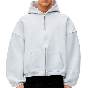 Sweats à capuche zippés personnalisés pour hommes grande taille Boxy Fit sweat à capuche à épaules tombantes avec fermeture éclair épais surdimensionné sweats à capuche zippés unisexe - Product Image 4