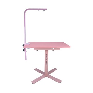 Ensemble de table de toilettage pour chien HEDYS GROOMING, de qualité supérieure, réglable en hauteur, entièrement en contreplaqué rose et en acier, avec support pour laisse - Product Image 1