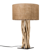 Lámparas de Mesa LED de Diseño Moderno para el Hogar, Estilo Rústico, Decorativas para Mesa de Noche, con Cuerpo de Bambú y Pantalla de Madera, Alimentación CA, para Sala de Estar