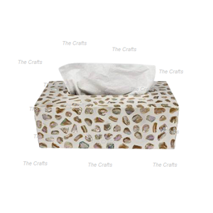 Boîte à mouchoirs de travail en bois et nacre taille et forme personnalisées porte-serviettes pour accessoires de table - Product Image 1