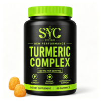 Gummies Antioxydantes au Curcuma OEM, Formule 500mg, Absorption Ultra-Élevée, 60 Capsules pour la Santé des Os et des Articulations des Adultes