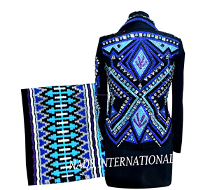 Bleu avec veste de spectacle western violet et turquoise avec coussin assorti veste de spectacle d'équitation avec couverture de selle assortie - Product Image 3