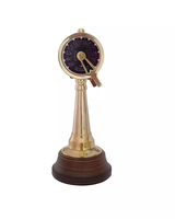 Télégraphe de commande de moteur de bateau en laiton poli, style nautique moderne, 4 pouces, pièce décorative sur base en bois, décoration d'intérieur