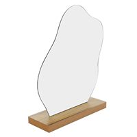 Miroir acrylique Miroir de maquillage de bureau Miroir de maquillage de bureau léger portable irrégulier esthétique avec base en bois