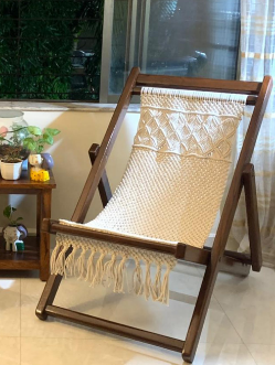 Plaid Macramé 8058 - Siège Chaise Pelouse - Vintage Années 80 - USA