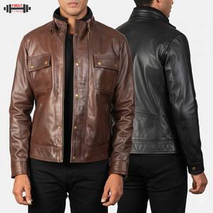 Veste en cuir pour homme de haute qualité, style streetwear personnalisé, manches longues, bomber de course, imperméable et coupe-vent - Product Image 3