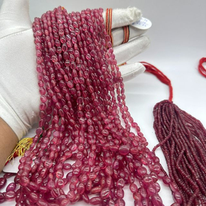 ลูกปัดรูปไข่ทัวร์มาลีนสีชมพู4-8มม. อัญมณีหลวมธรรมชาติ DIY - Product Image 3